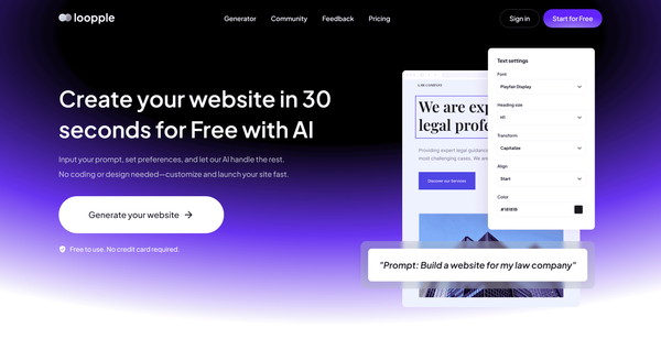 Loopple AI 介绍:一款好用的 AI 网站构建器
