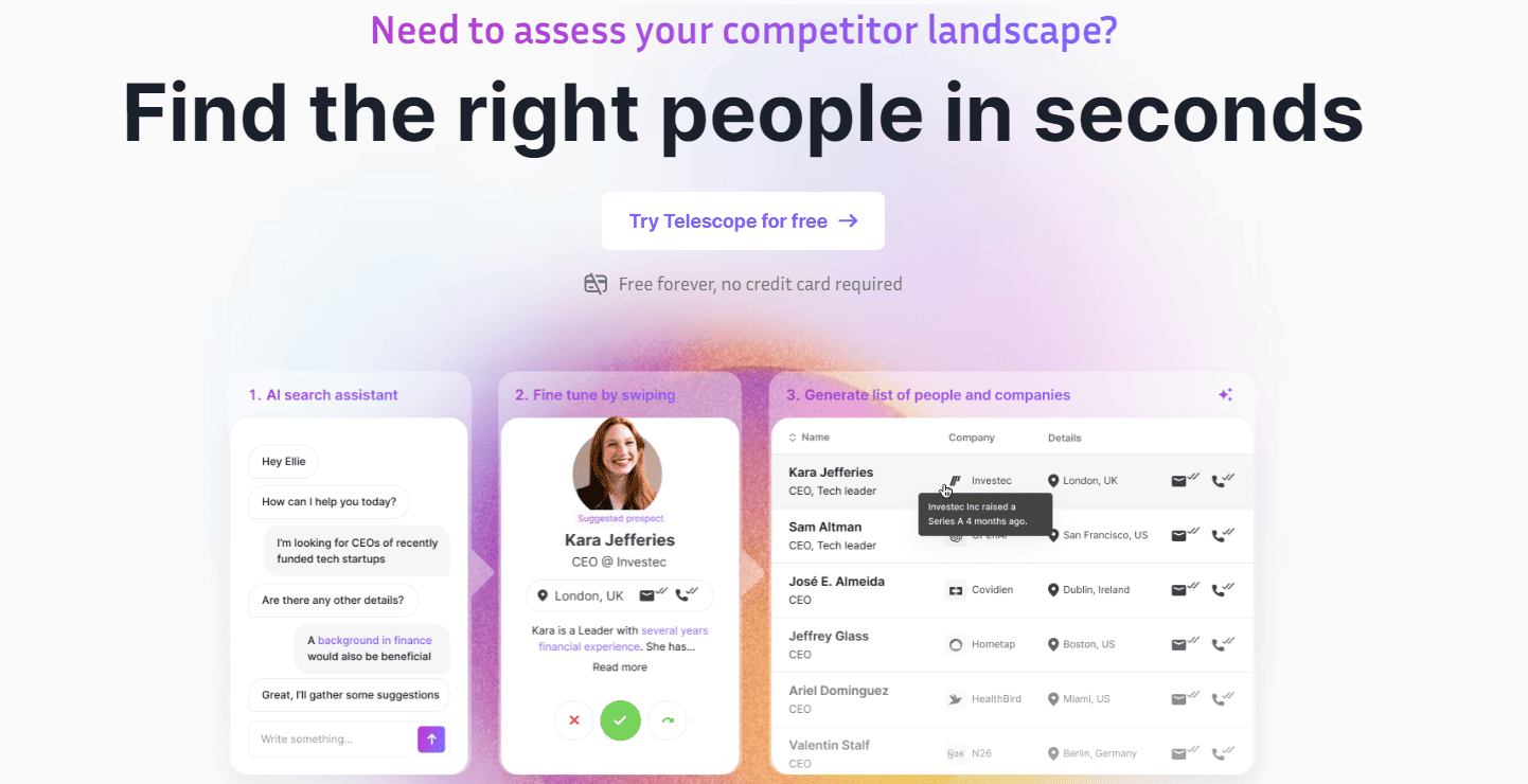 Telescope.ai:一个 AI 驱动的潜在客户发掘平台